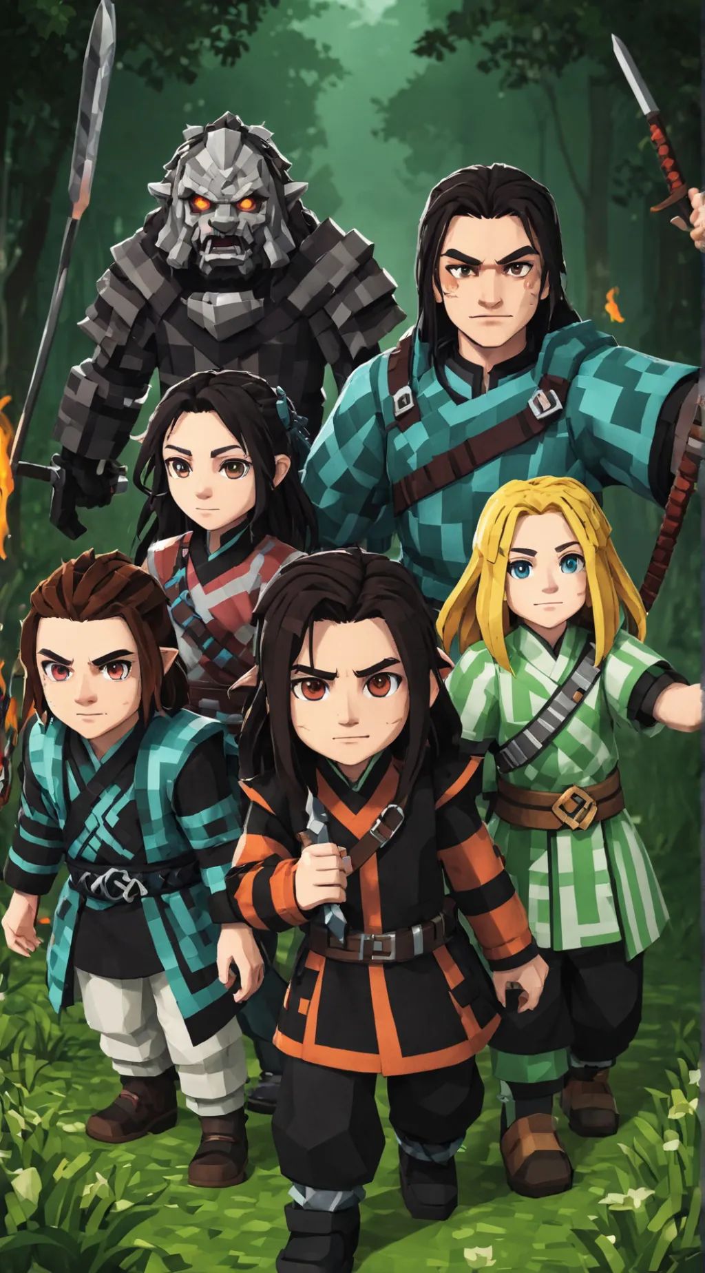 ai character: kny mincraft movie background