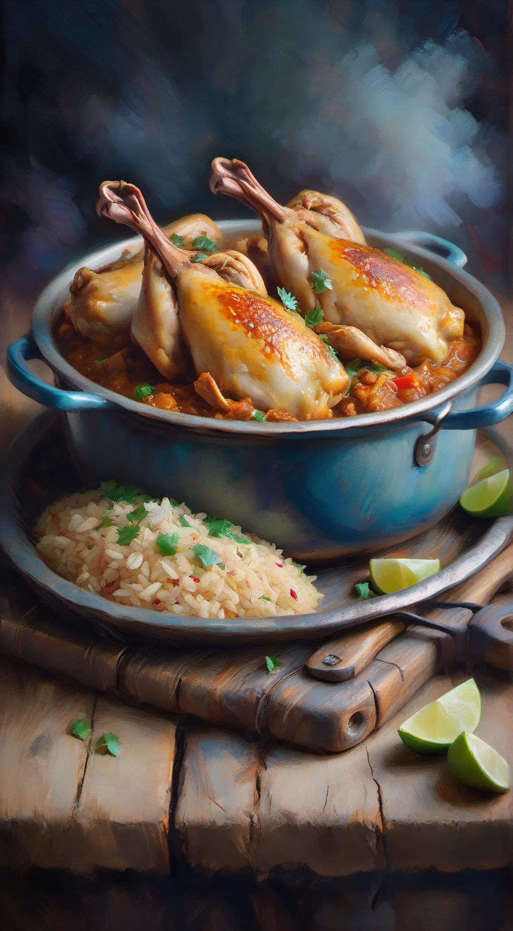 ai character: Arroz con pollo background