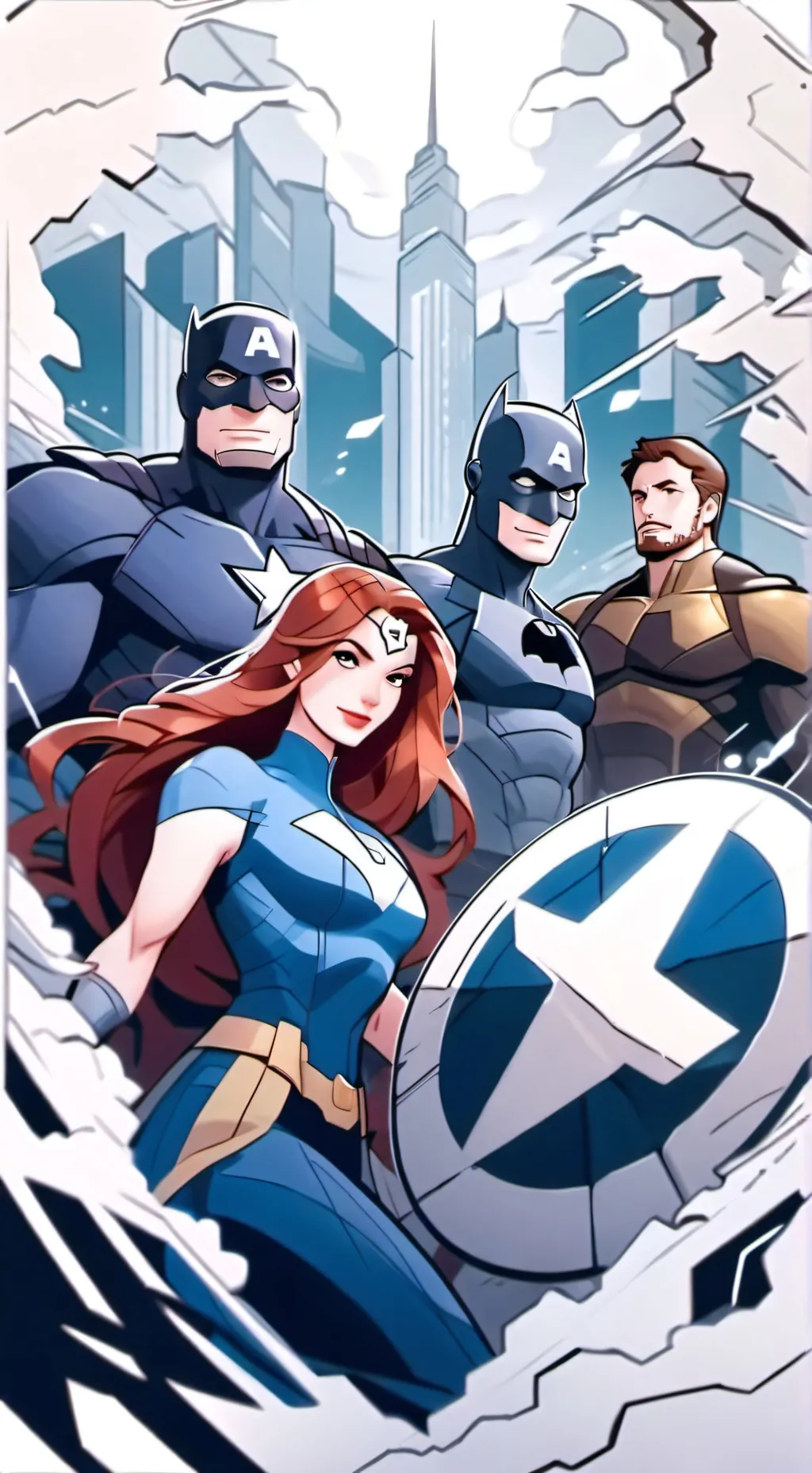 ai character: Avengers x Justice background