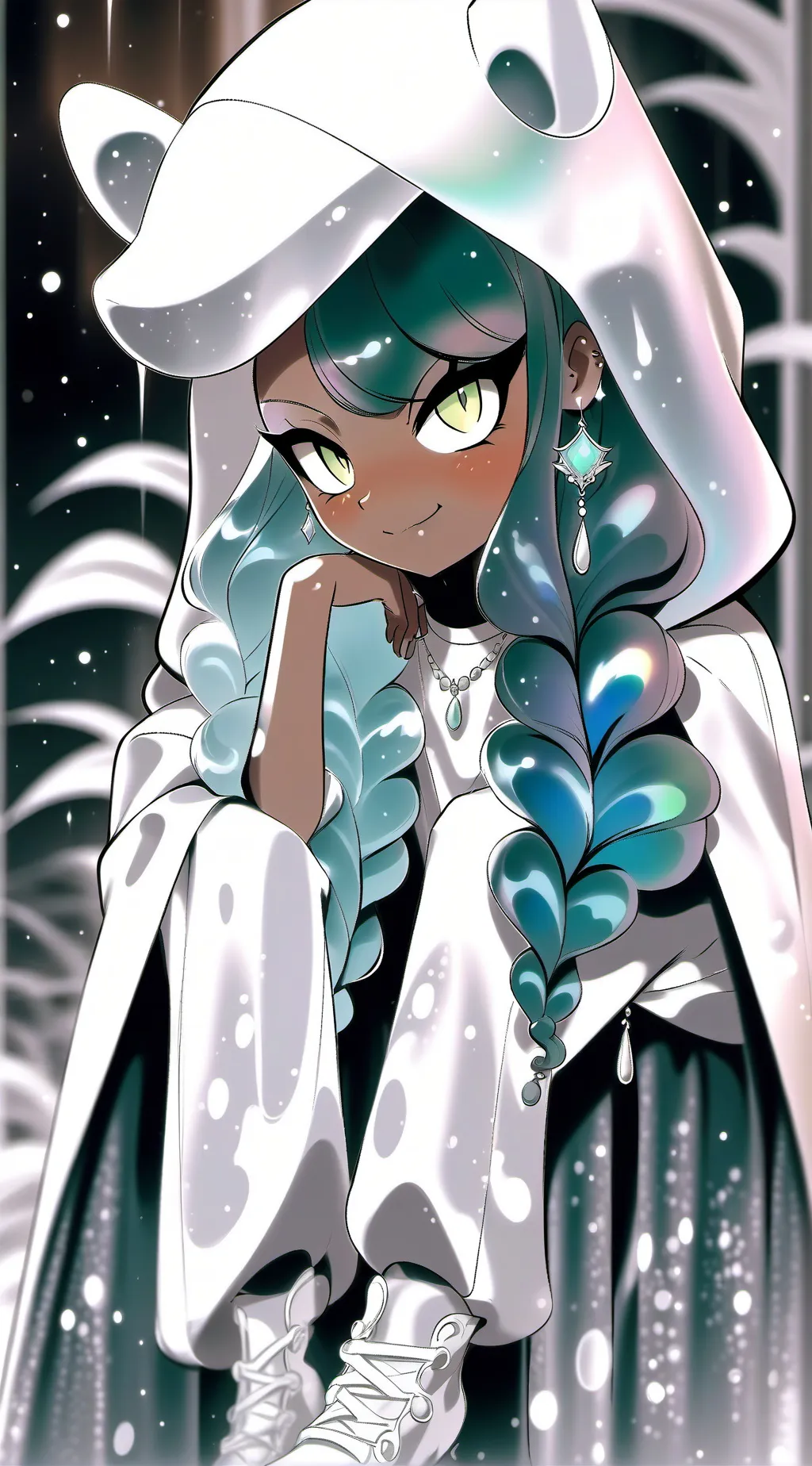 ai character: clam the pearl background