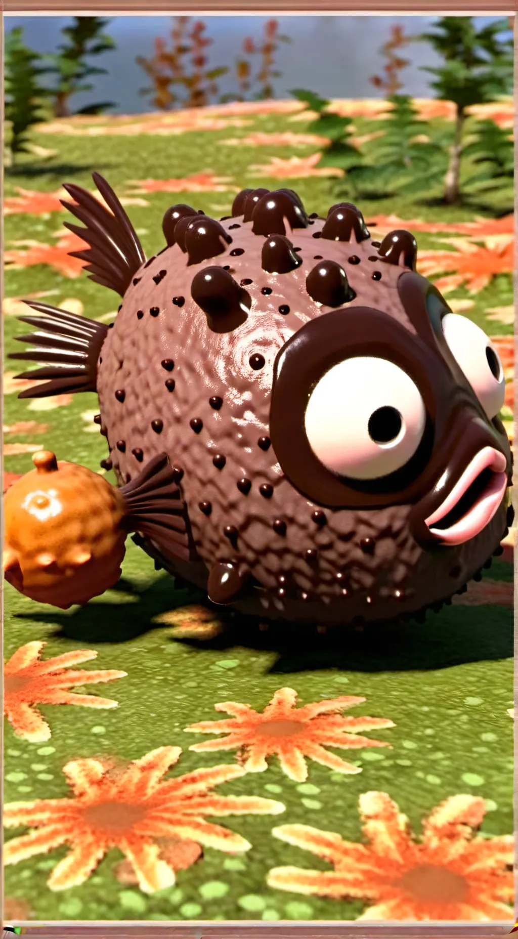 ai character: ChocolatePuferfish background