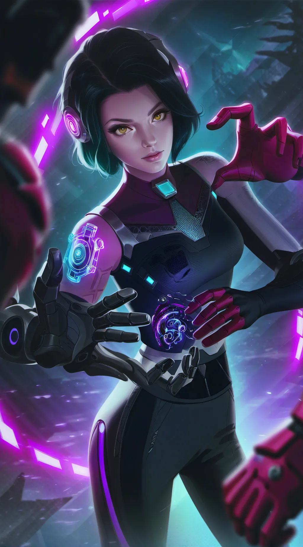 ai character: robotic hands background