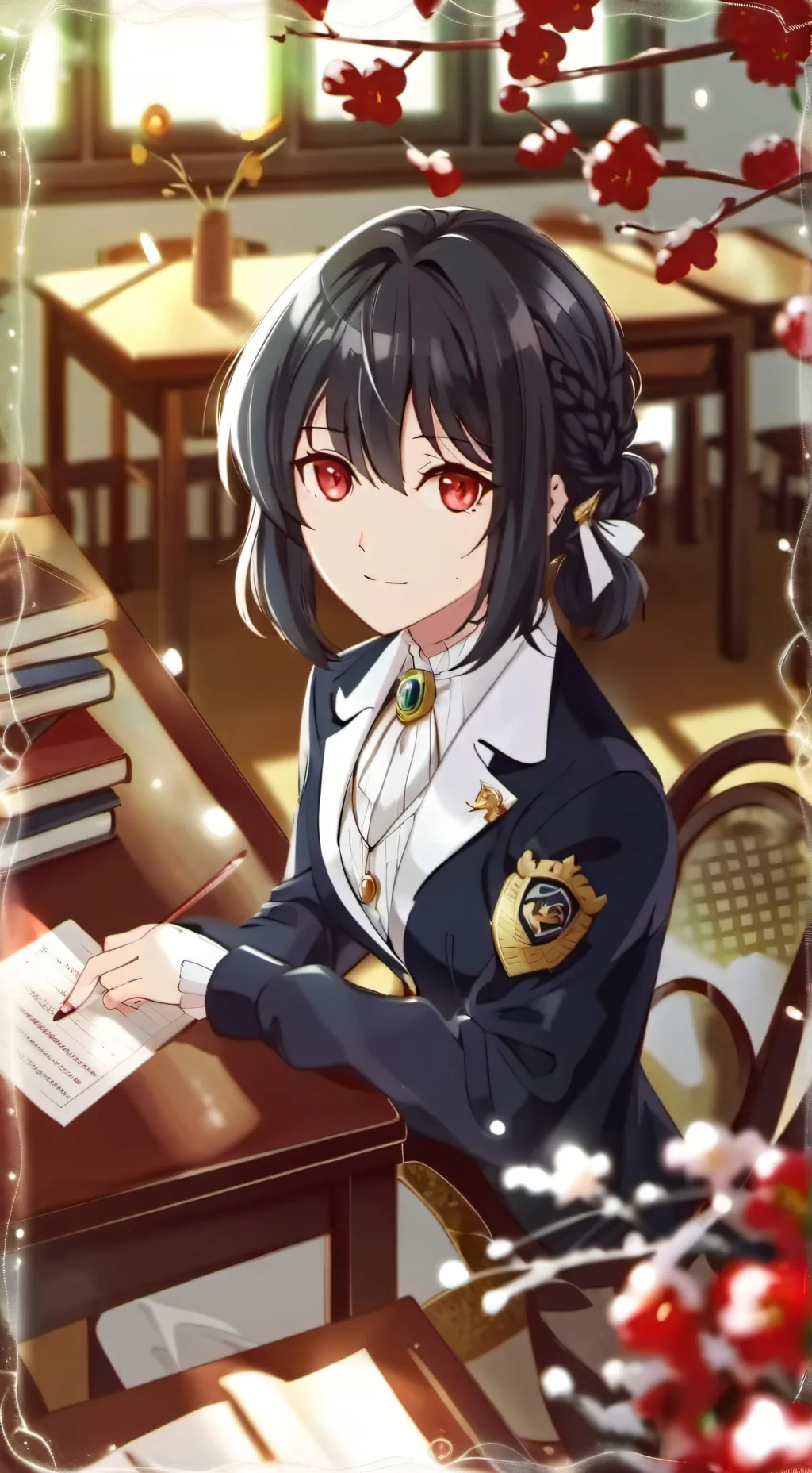 ai character: Classroom but..  background