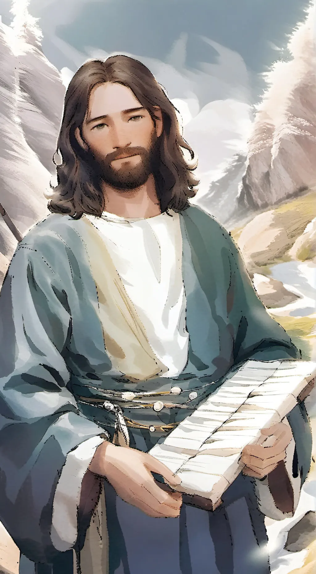 ai character: Jesus  background
