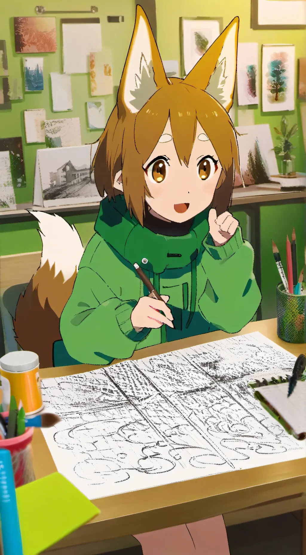 ai character: Light Brown Sketch Furry background