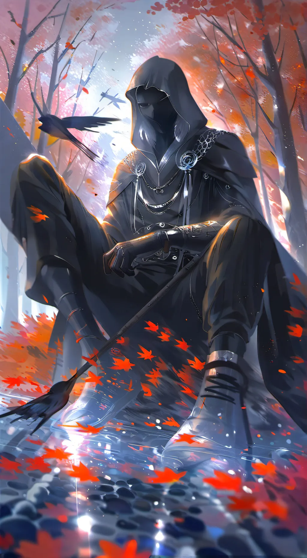 ai character: crow mask  background