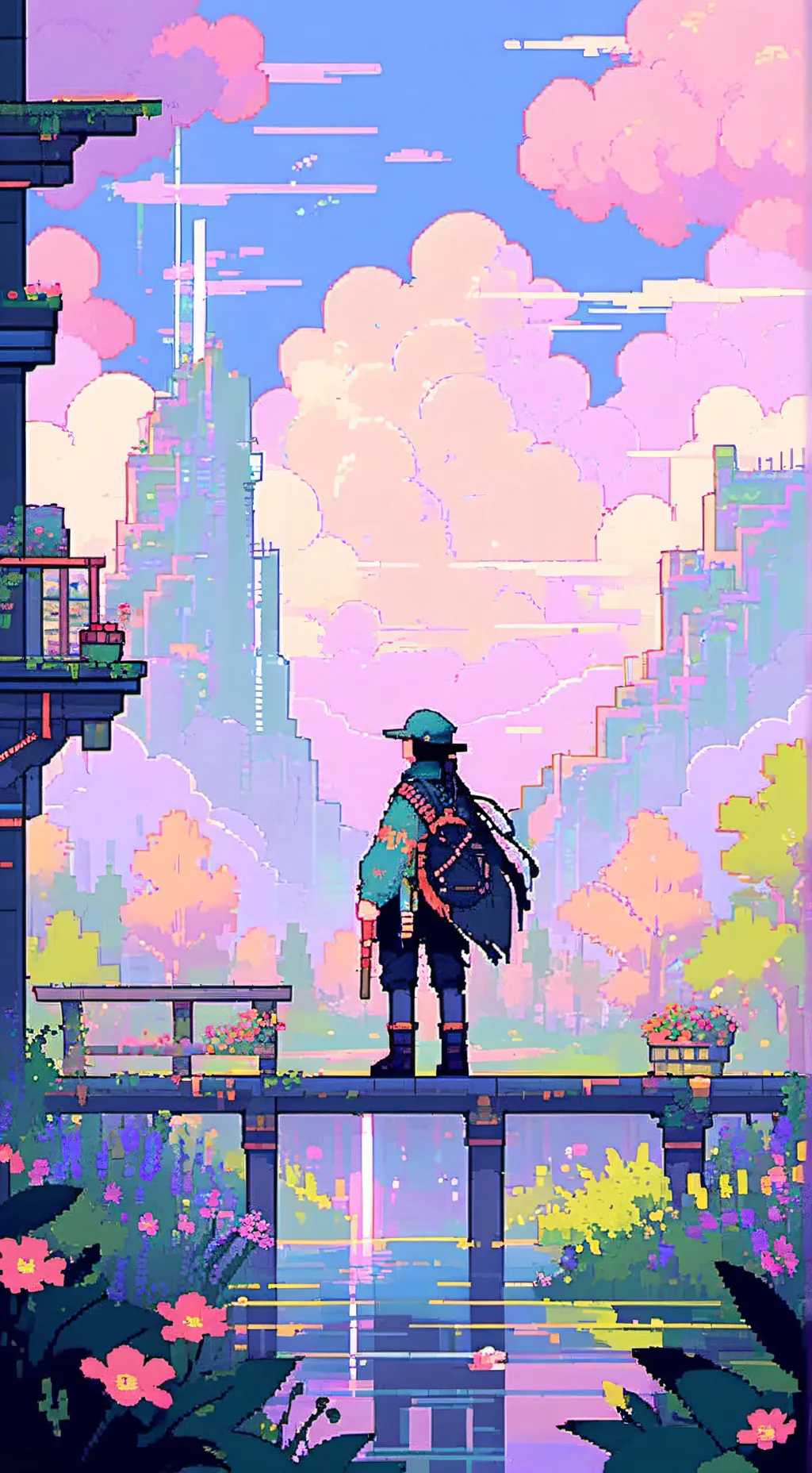 ai character: Azul y rojo vende background