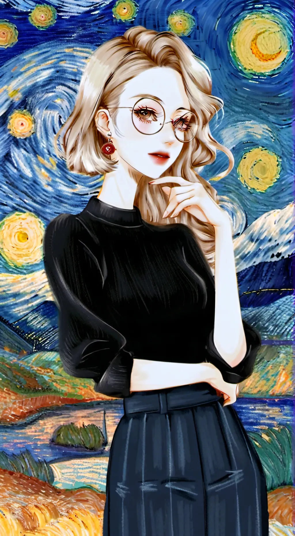 ai character: navy background