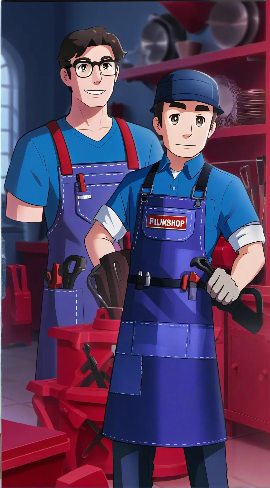 ai character: Mariono y Luigino  background