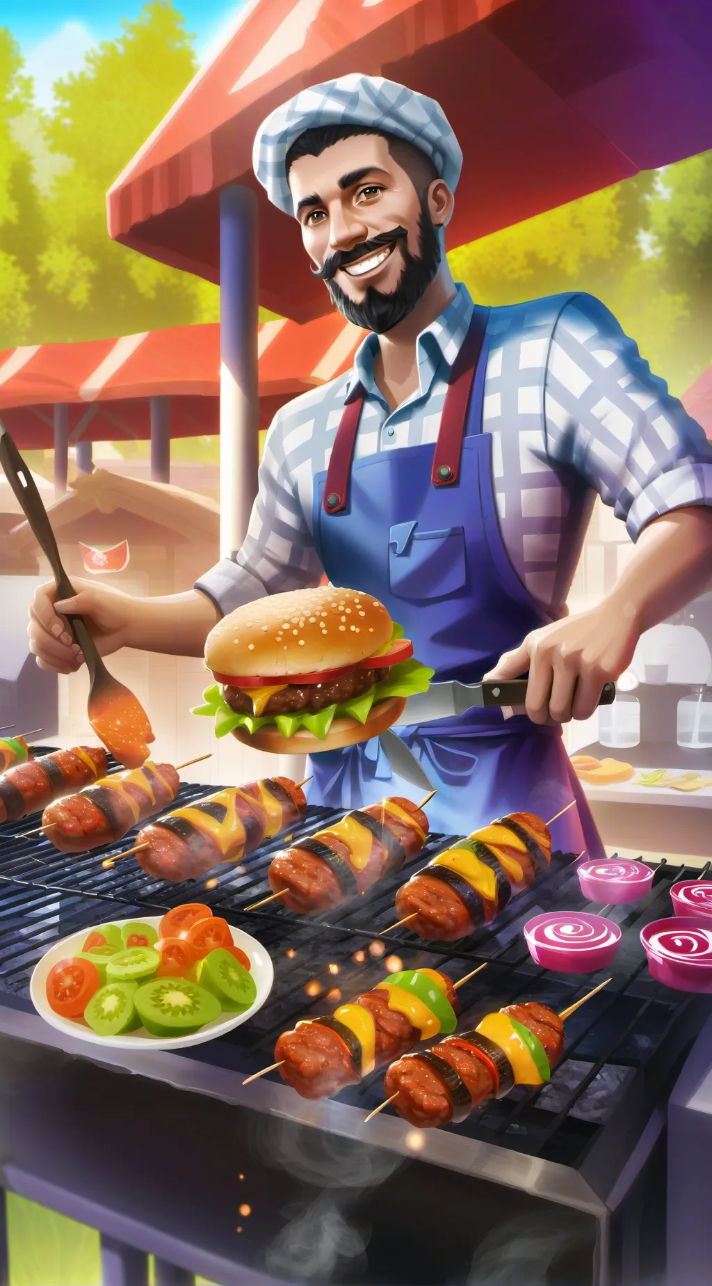 ai character: Burger Macintosh background