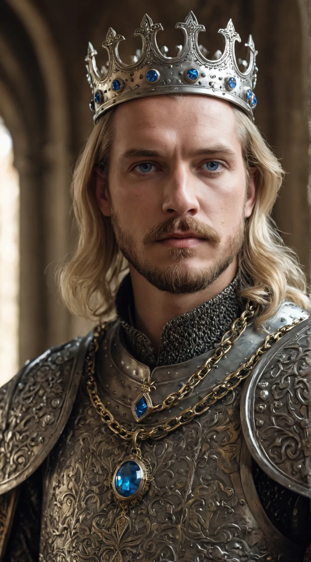 ai character: Alaric, the Blue G background