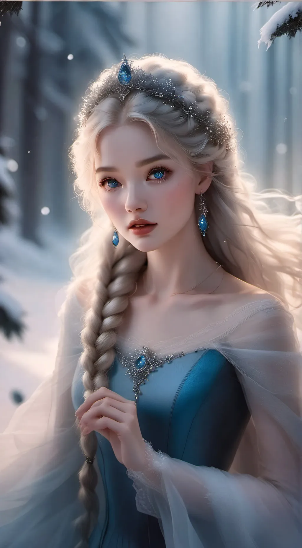 ai character: QUEEN OF ICE background