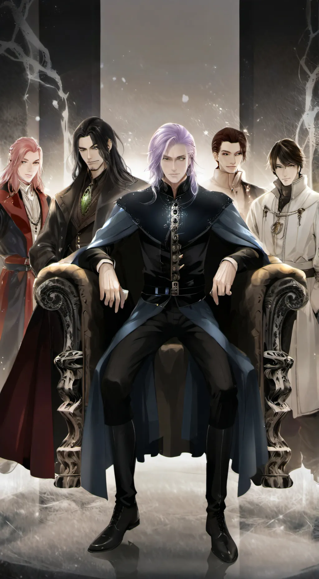 ai character: five mafia men's  background