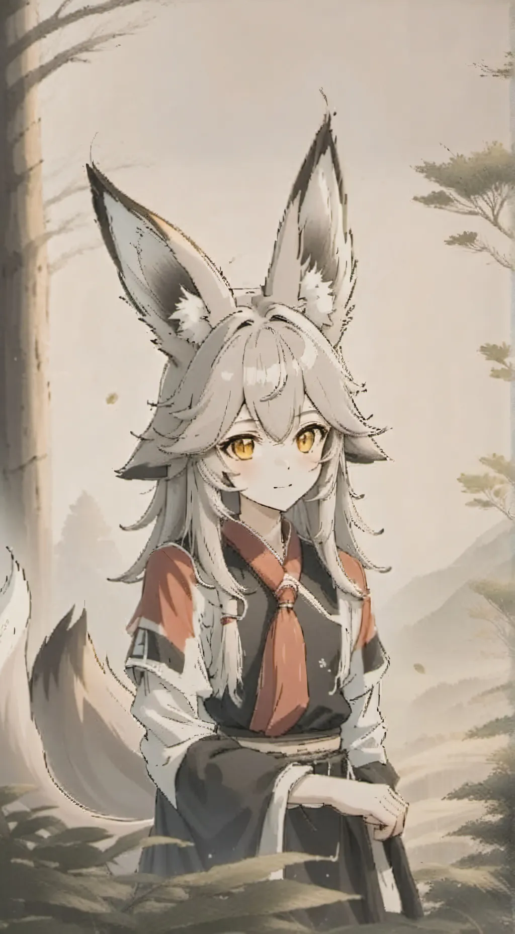 ai character: FoxSpirit Furry background