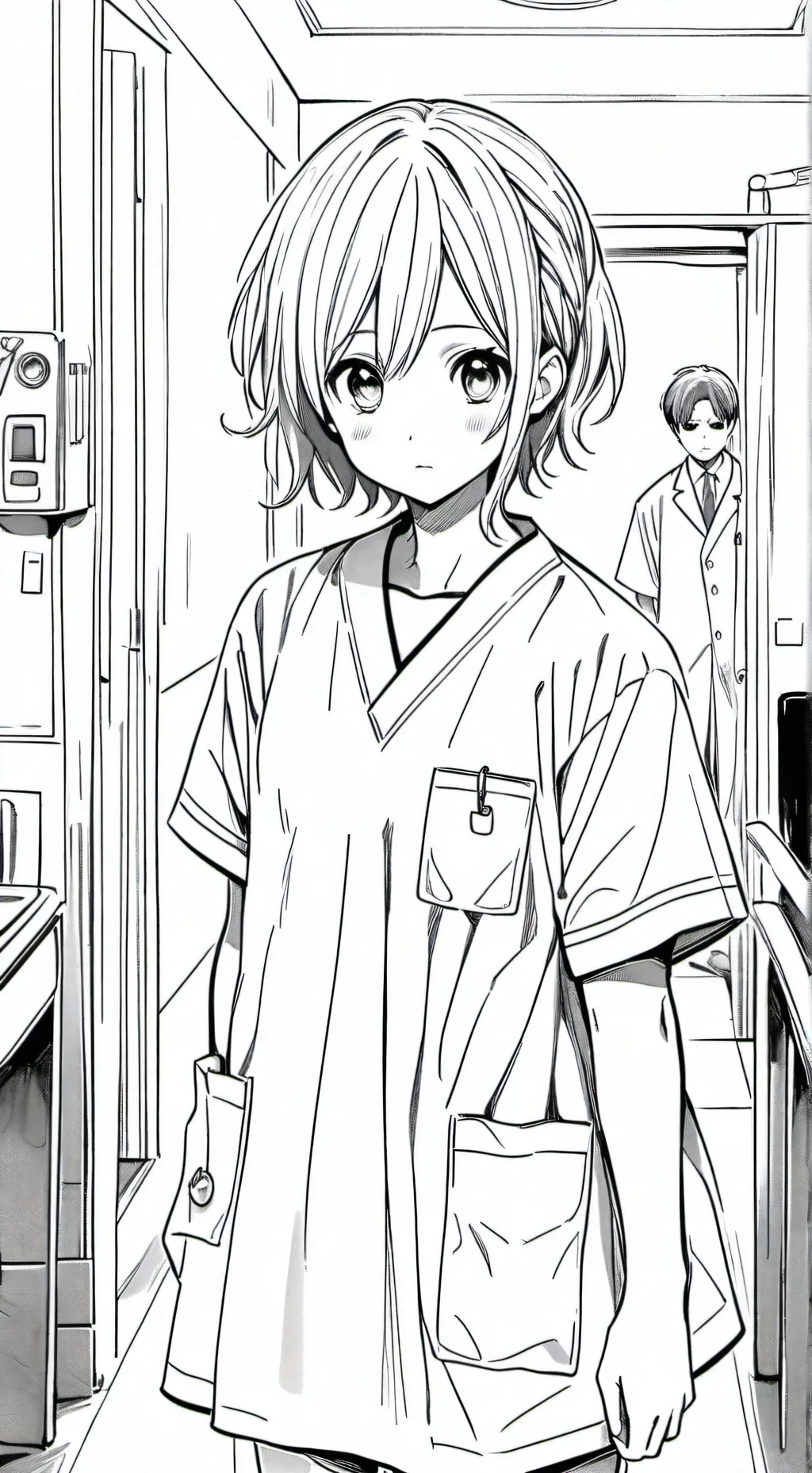 ai character: scary hospital  background