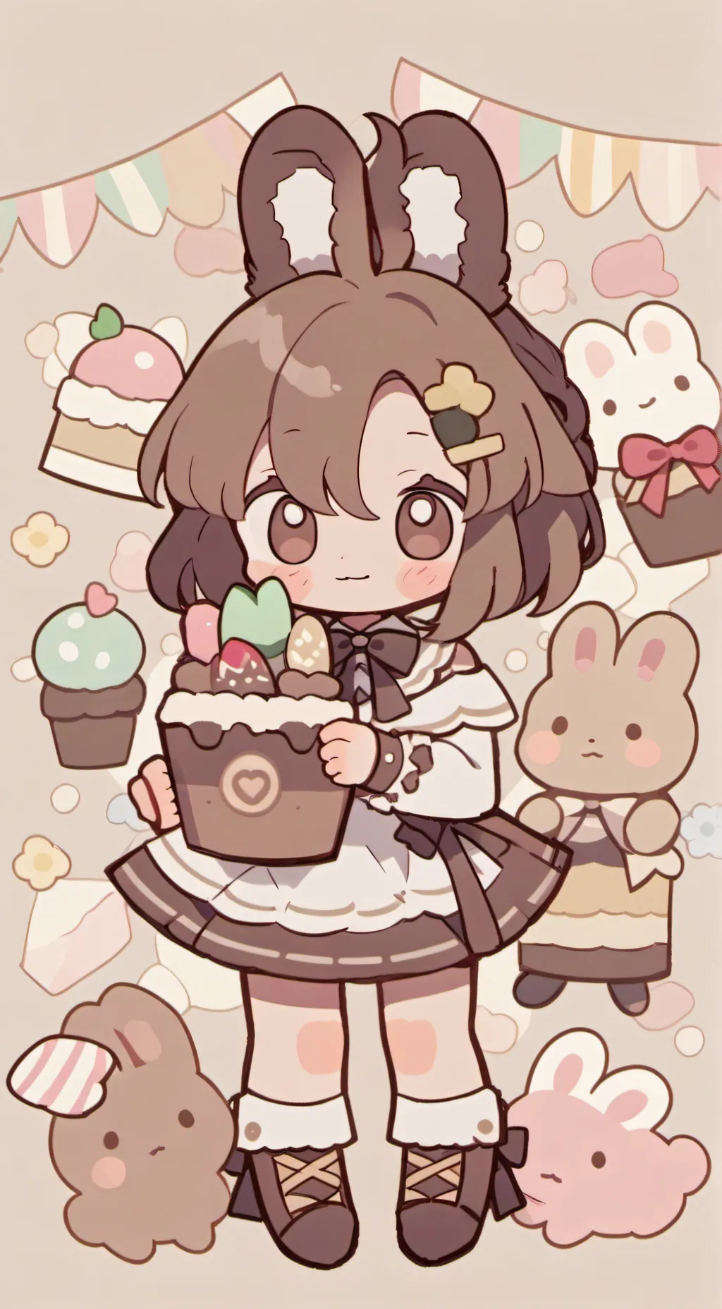 ai character: Yatta X cocoa background