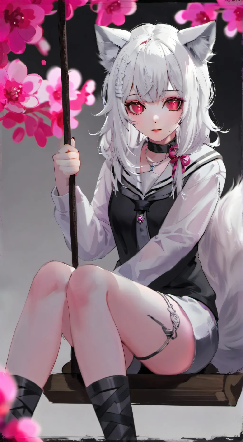 ai character: Kiki(cat part dog) background