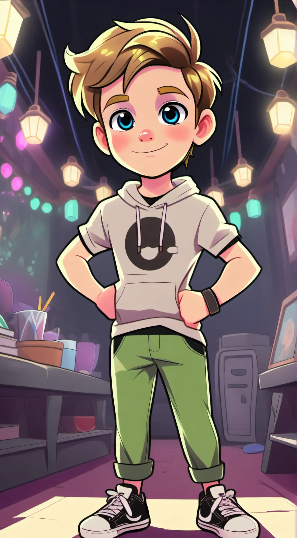 ai character: triston hotdog  background