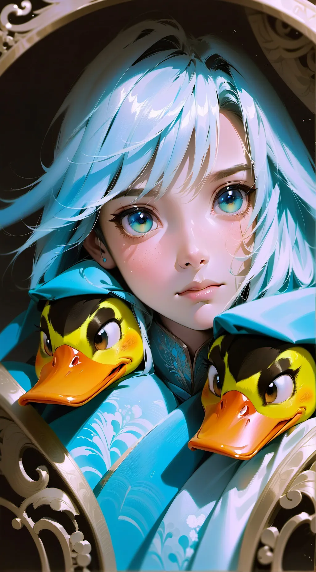 ai character: duck parents  background