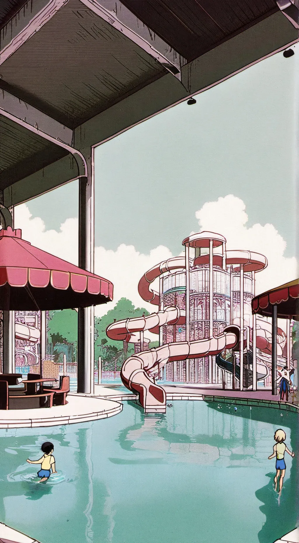 ai character: JJK Water park background