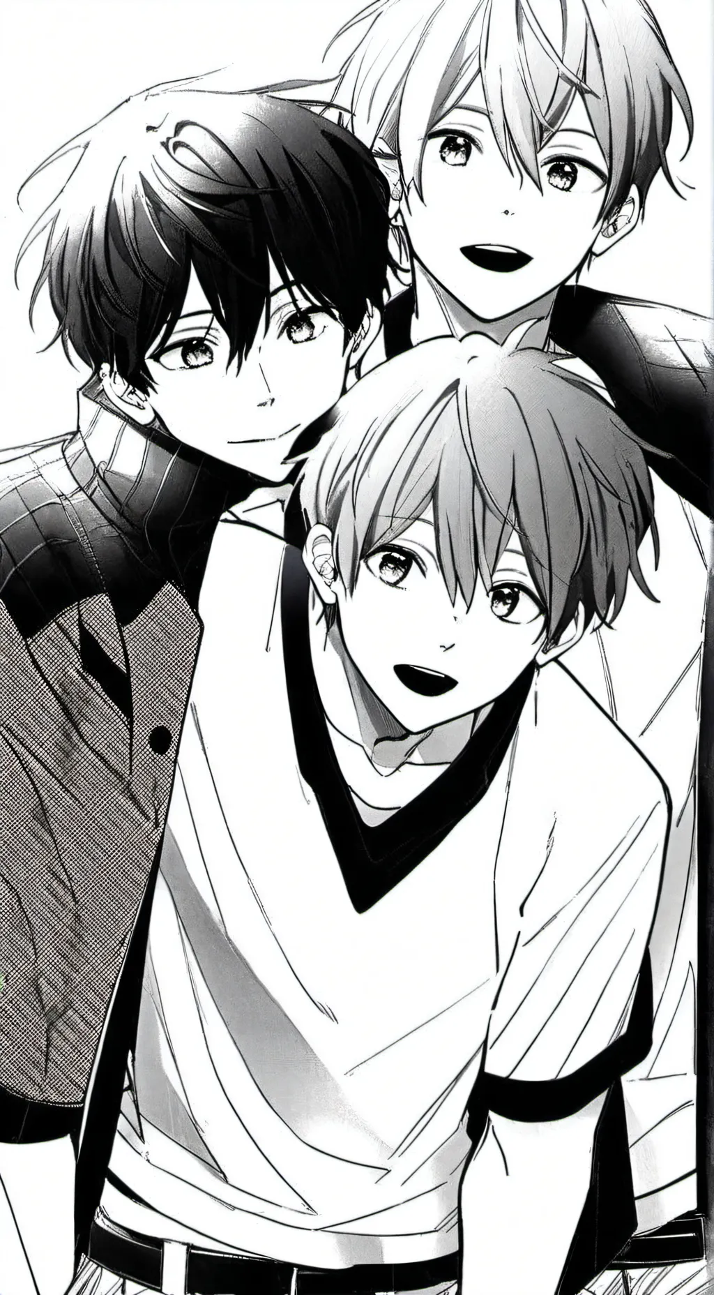 ai character: Three boys  background