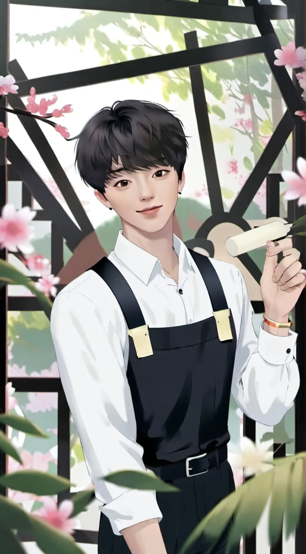 ai character: Cute waiter background