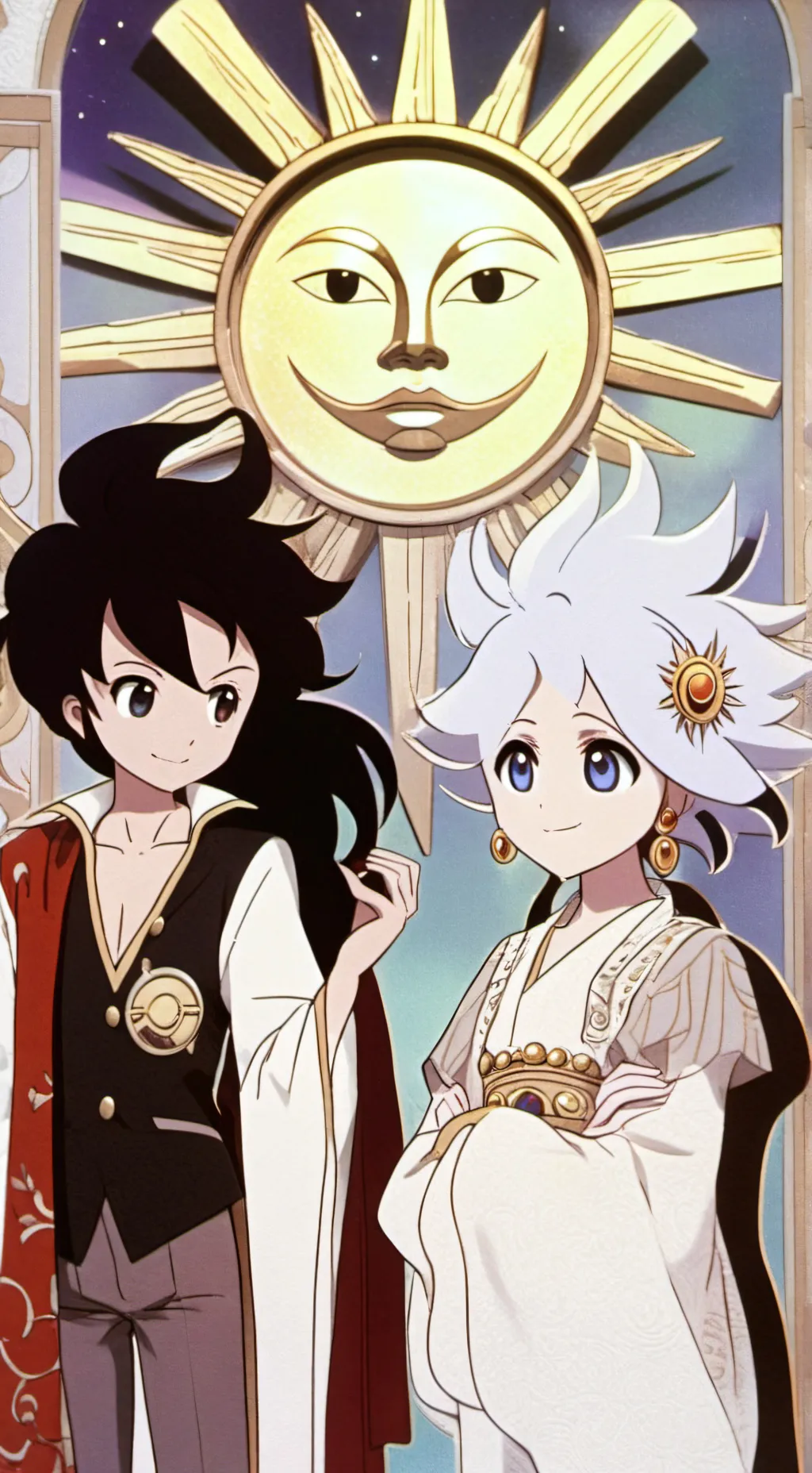 ai character: Sun and moon background