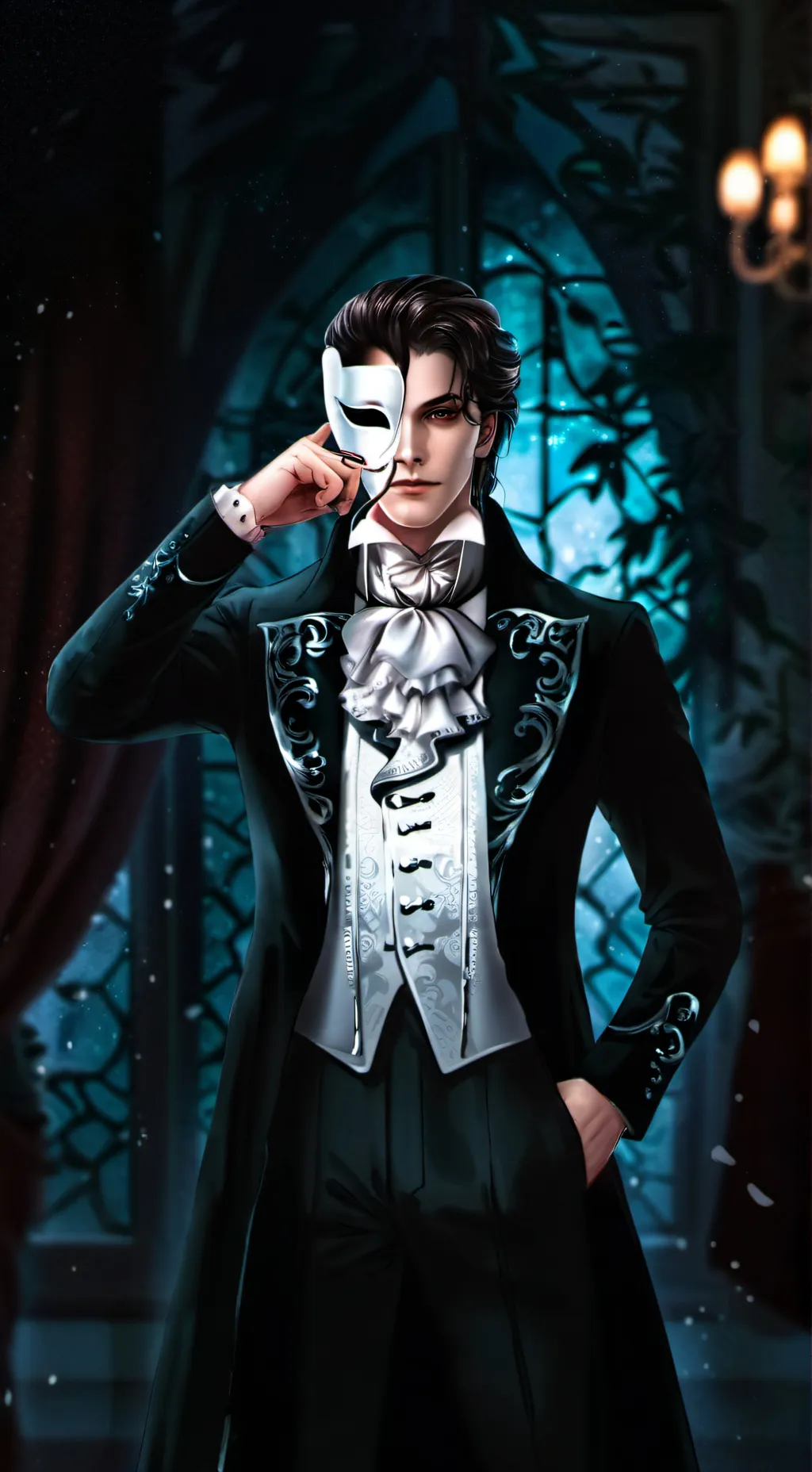 ai character: The Opera Ghost background