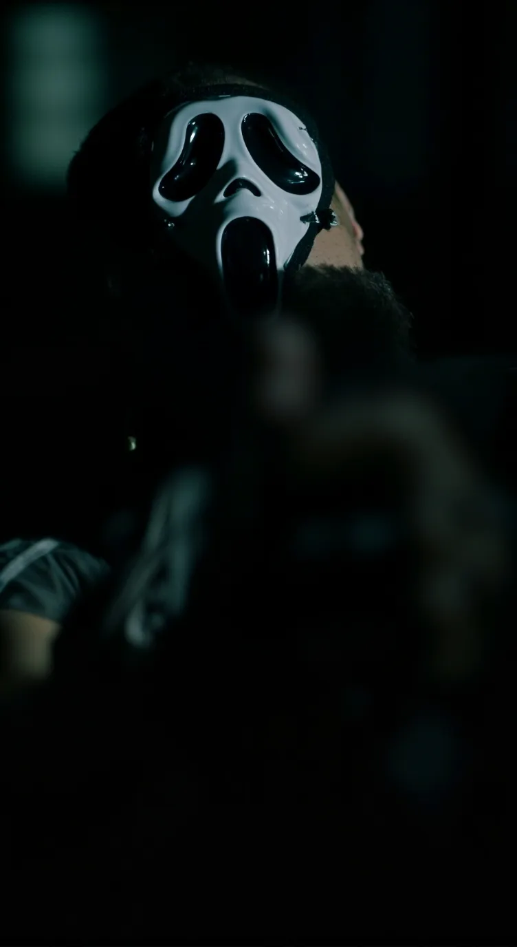 ai character: Max *ghost face* background