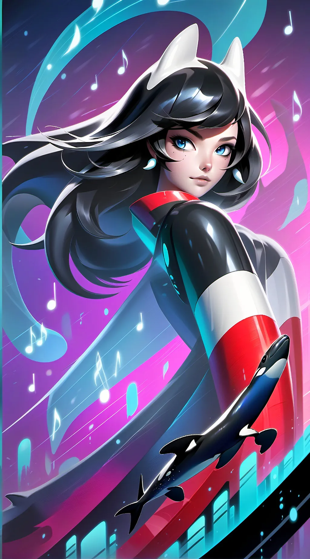 ai character: Orca Spirit Furry background