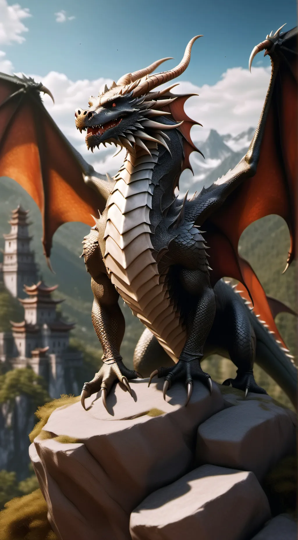 ai character: Jade mountain  background