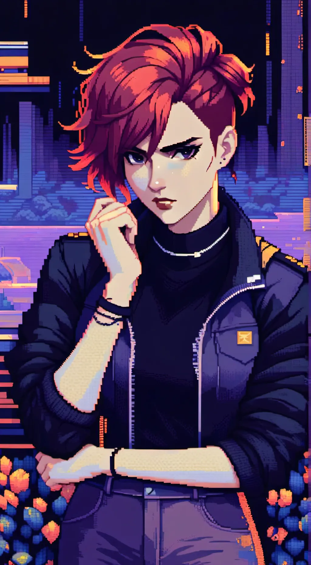 ai character: Violet background