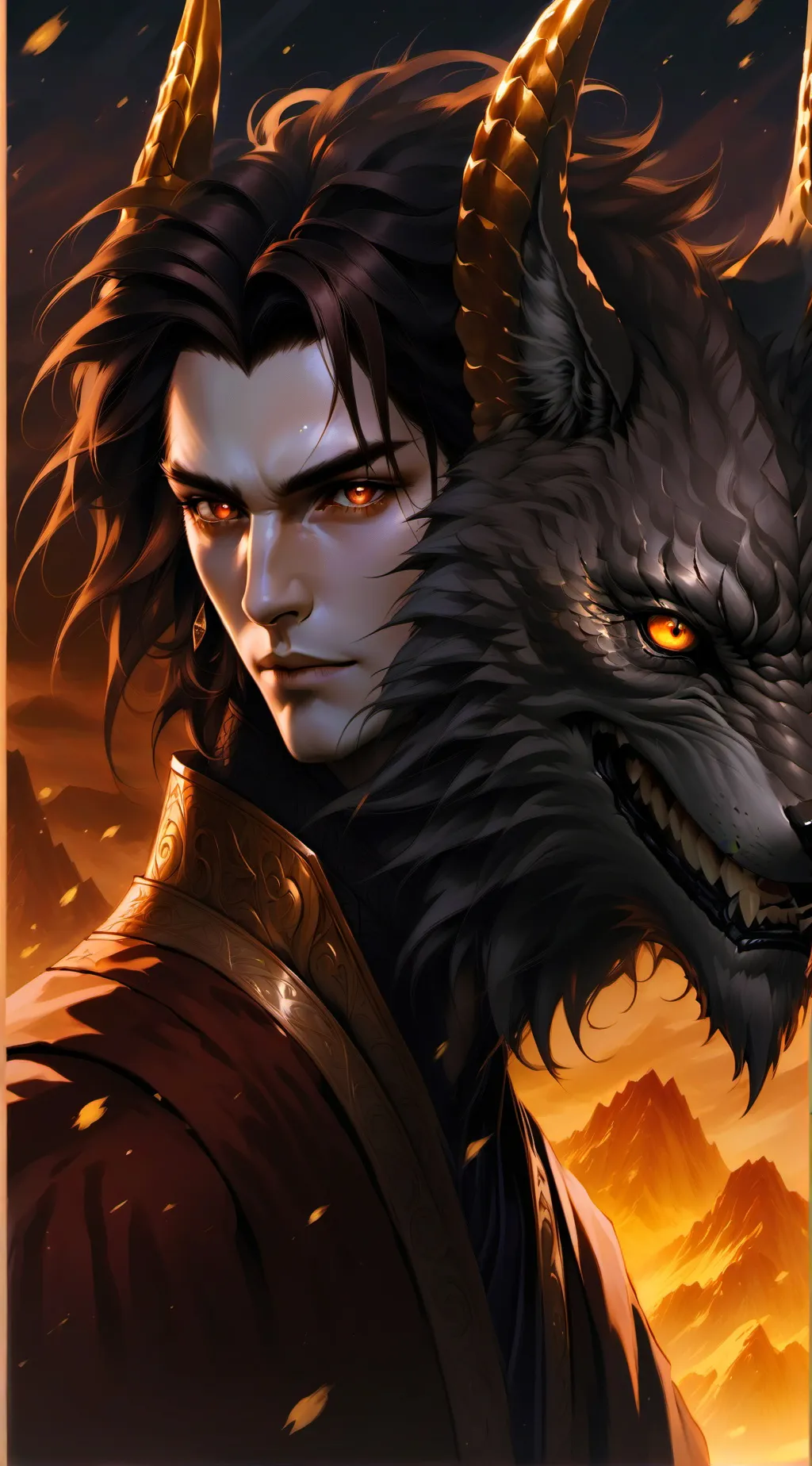 ai character: loup blanc  background