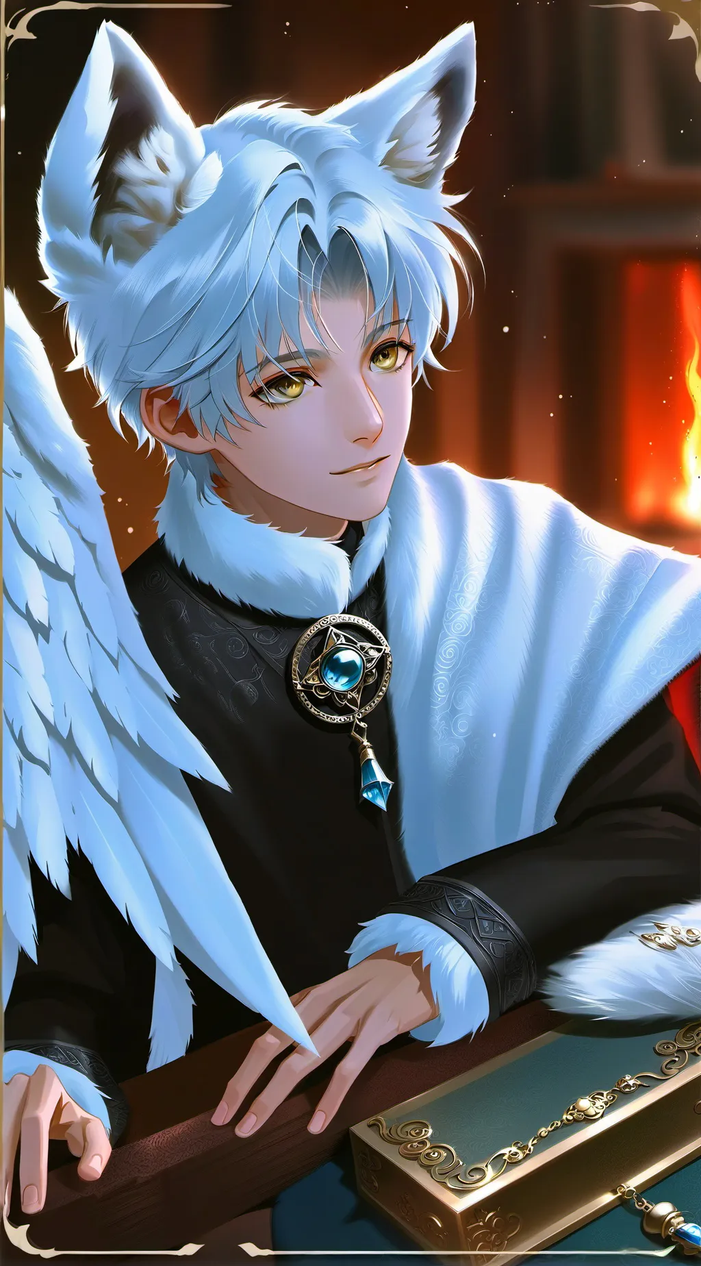 ai character: 🪽🐺Lion🐺🪽 background