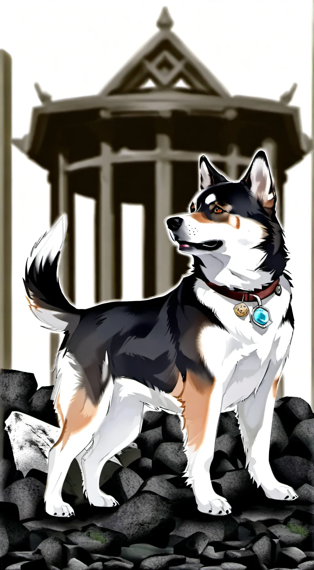 ai character: pebble background