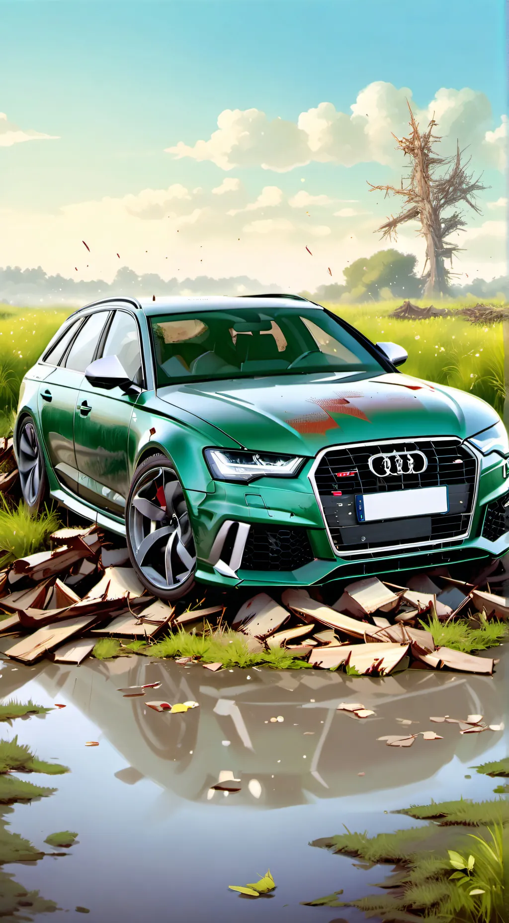 ai character: Audi RS6 crash  background