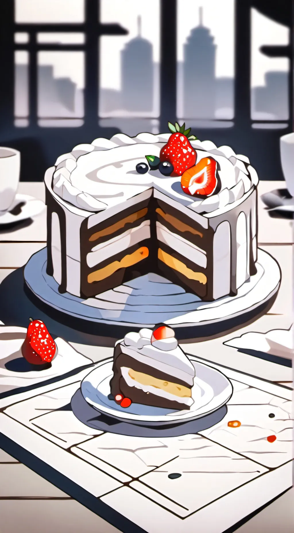 ai character: fruitcakee  background