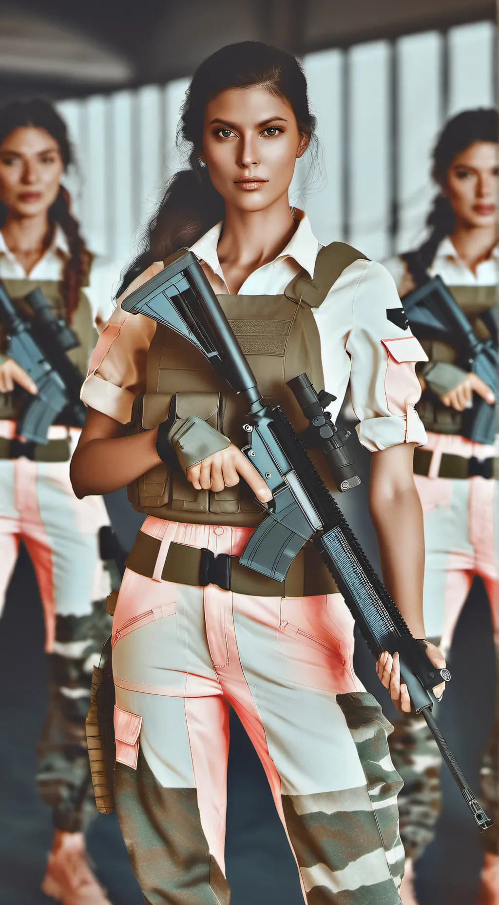 ai character: girl attack  background