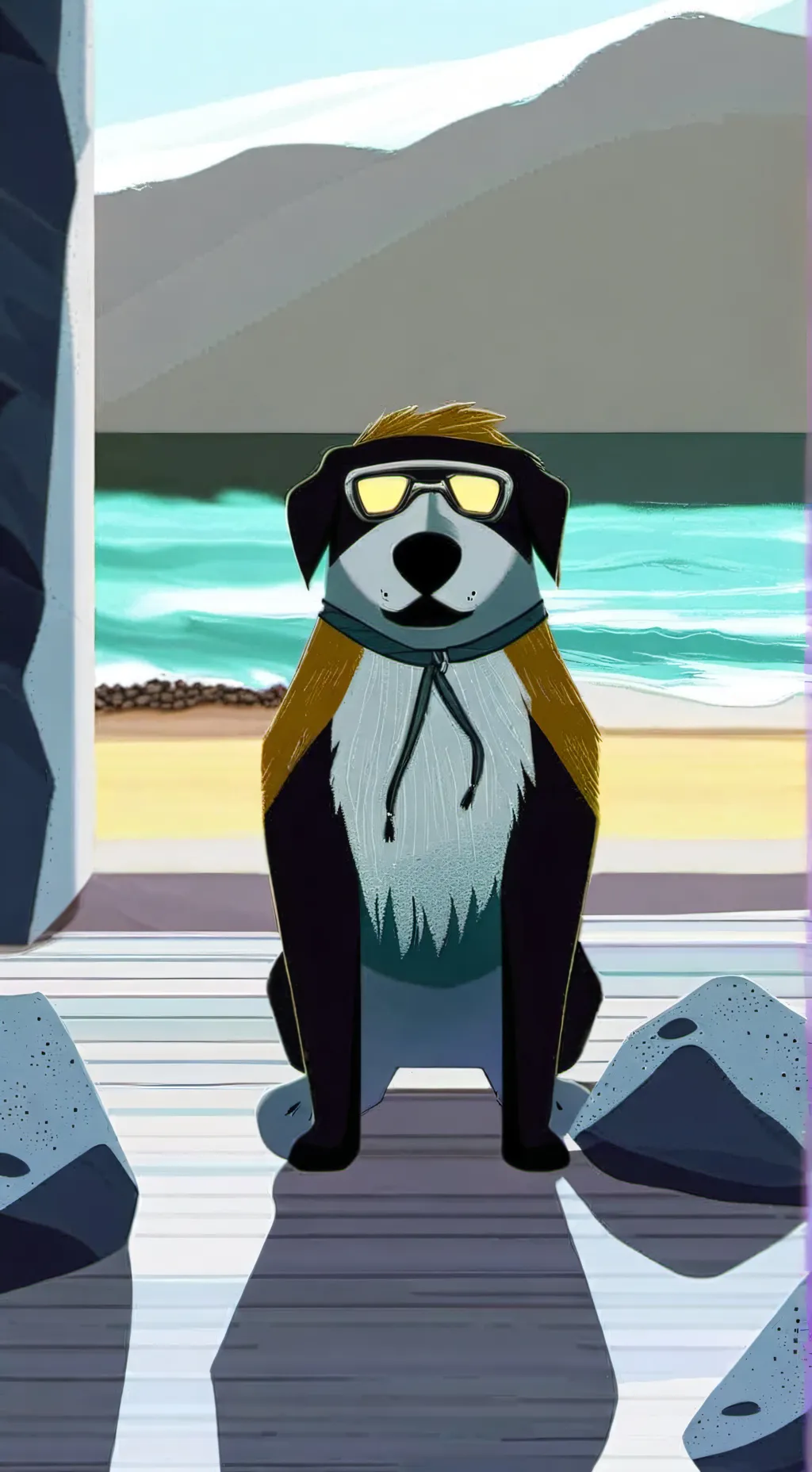 ai character: pebble background