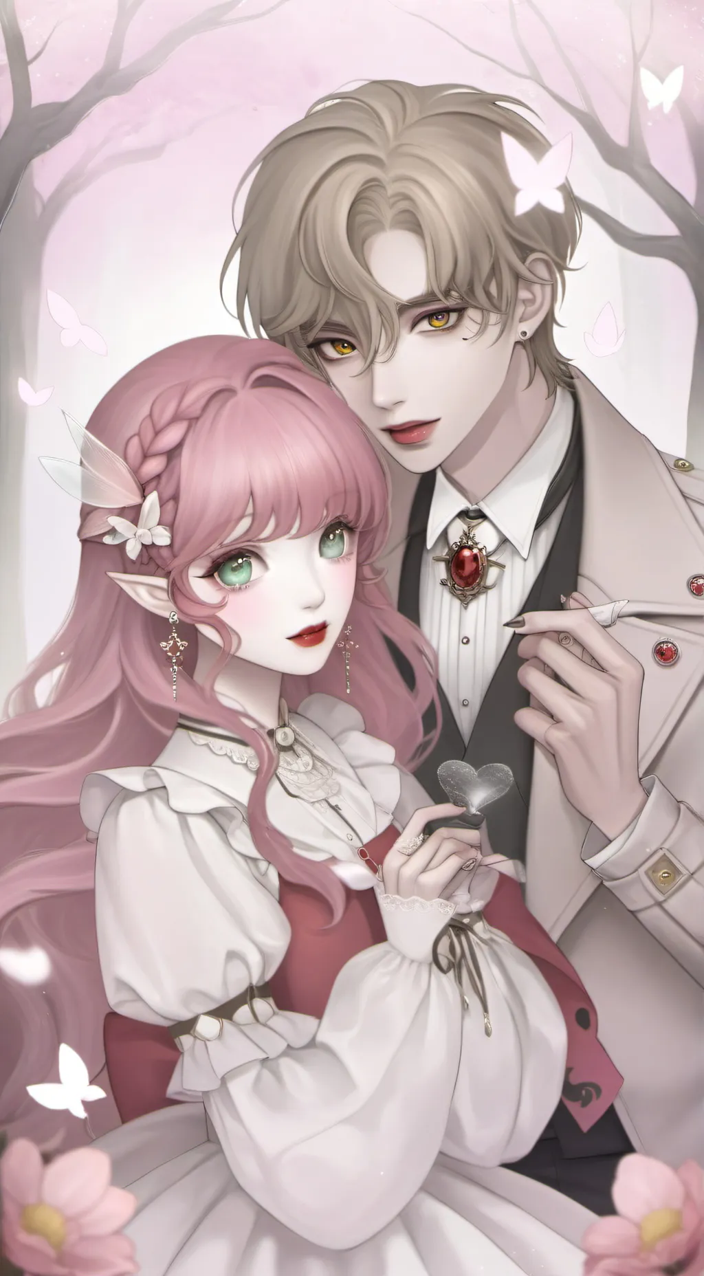 ai character: Leon and Linda  background