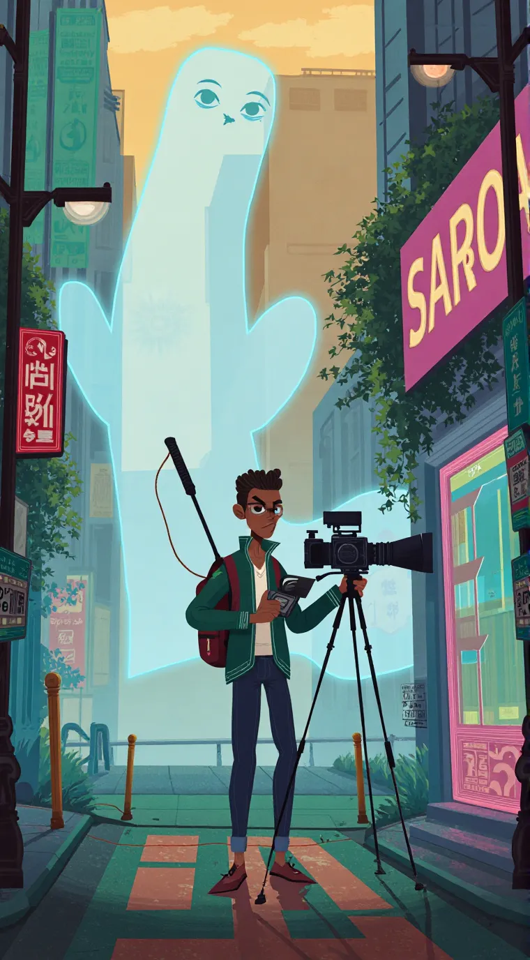 ai character: Brown cameraman? background