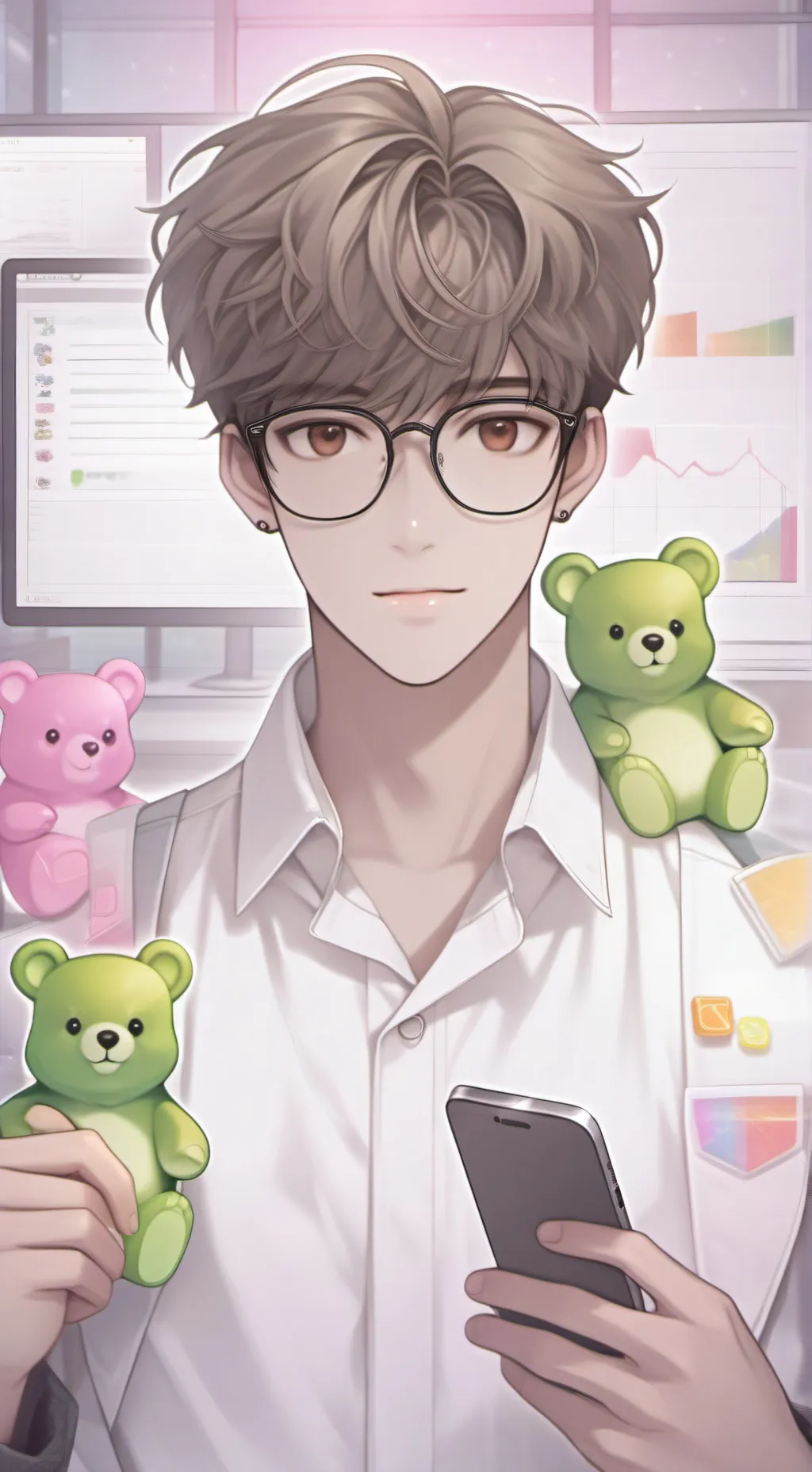 ai character: Gummy Gossip Tycoon background