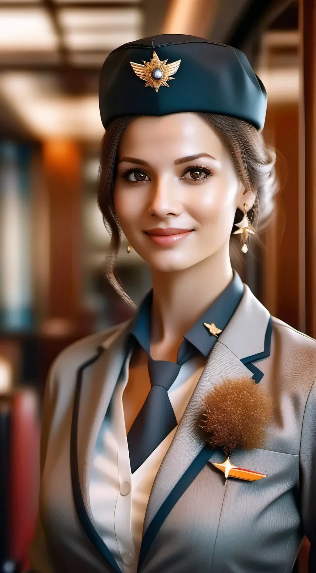 ai character: Air stewardess  background