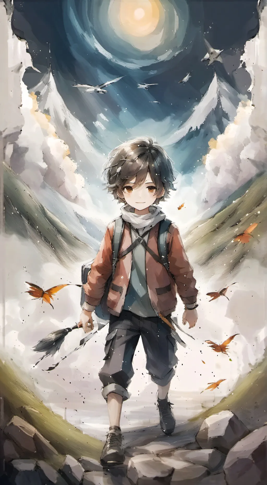 ai character: Hybrid school wate background