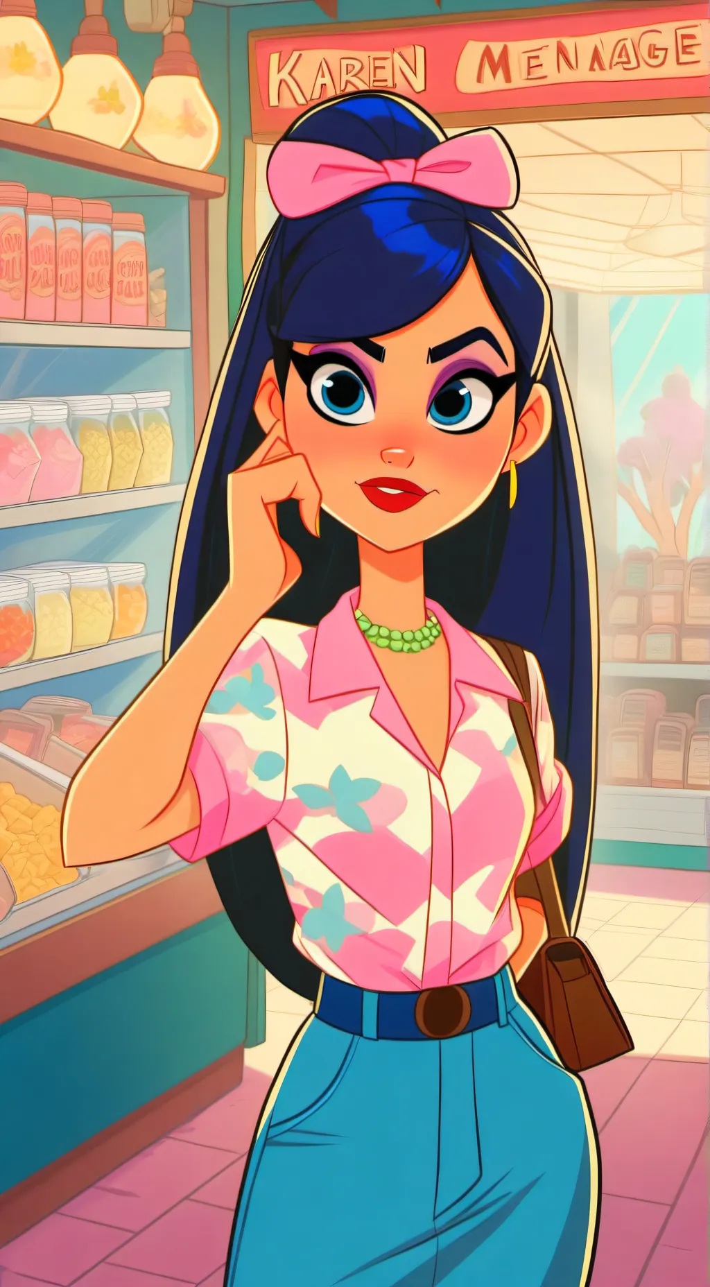 ai character: karen robs ur cat background