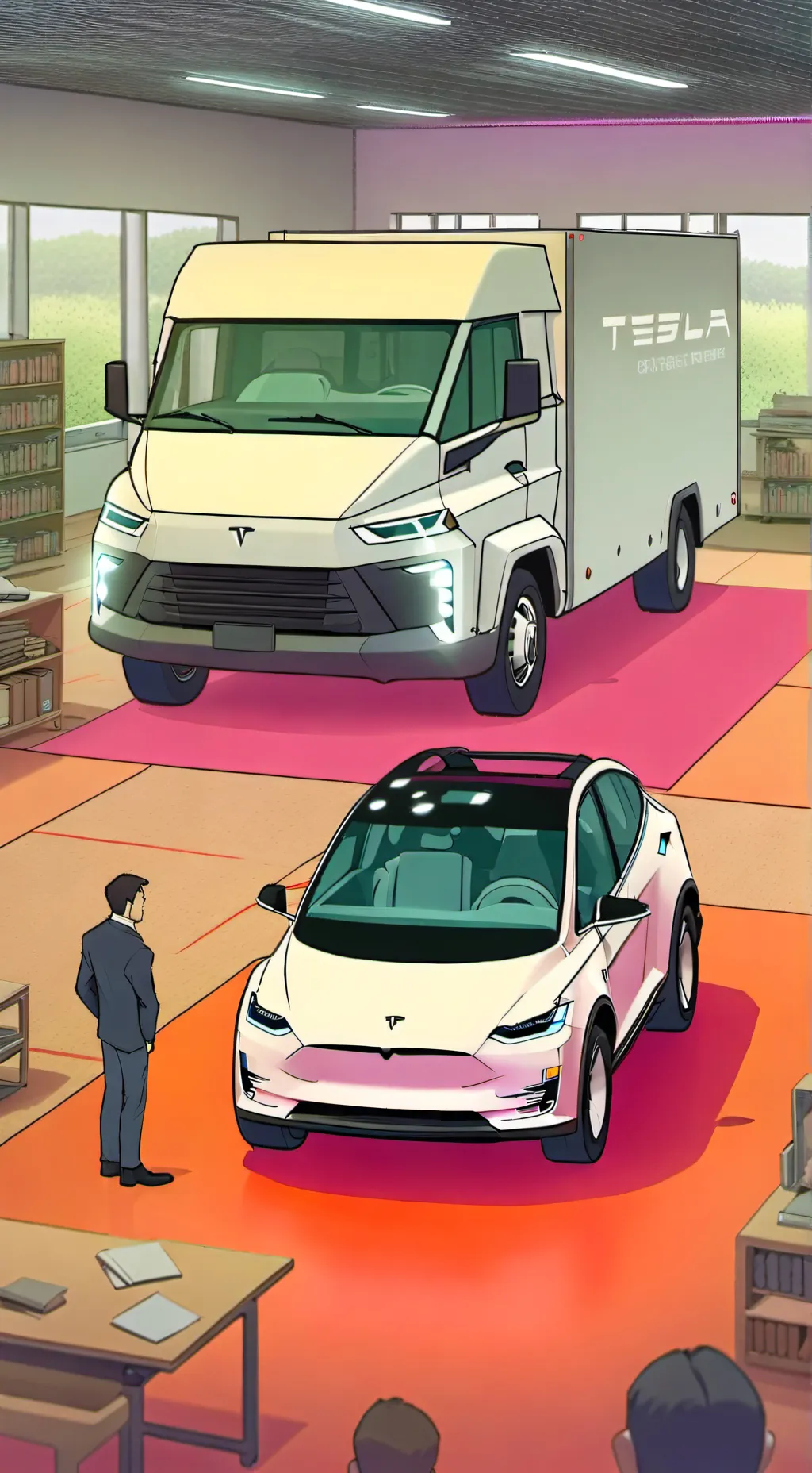 ai character: Tesla HAS A￼ KID? background