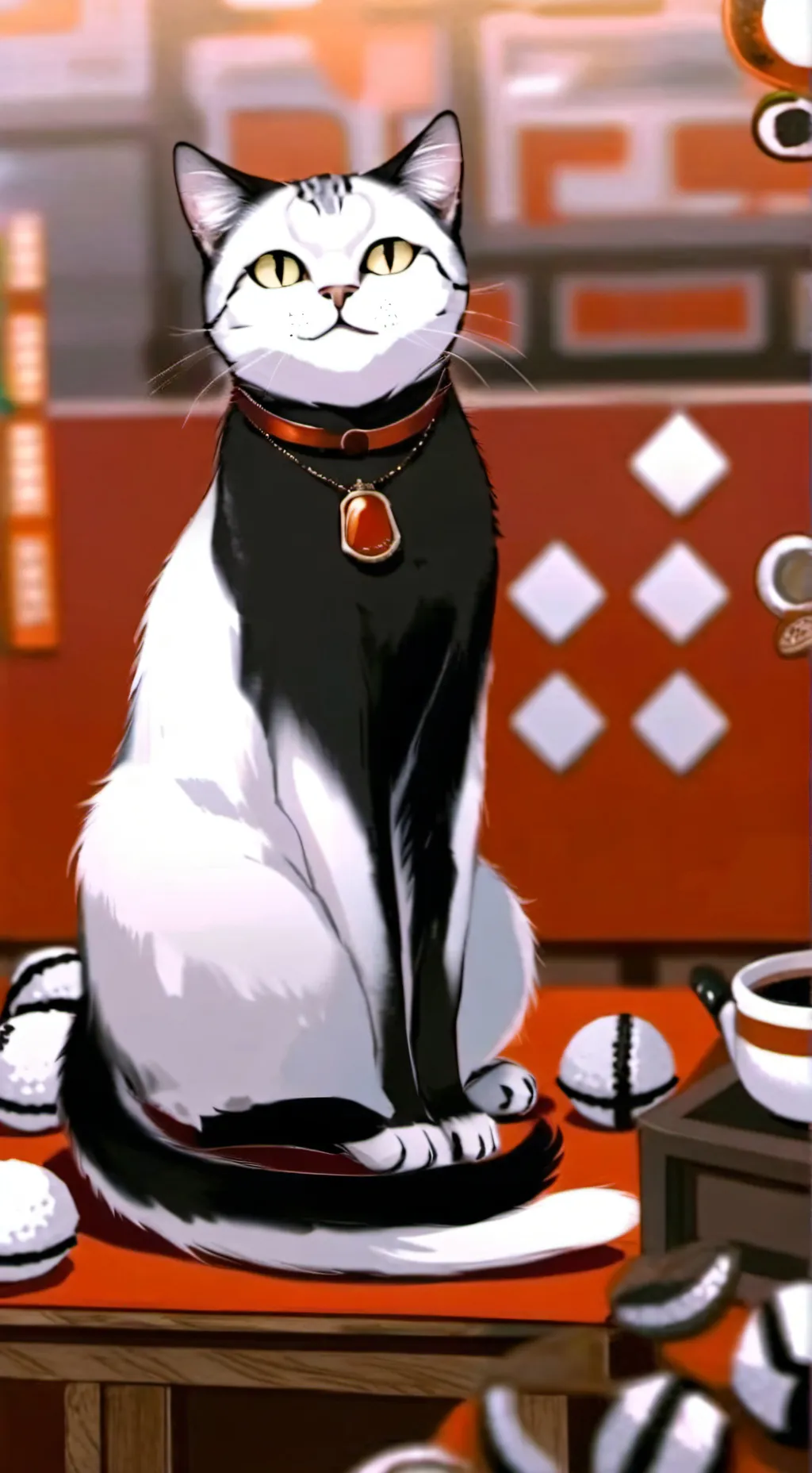 ai character: un gato background