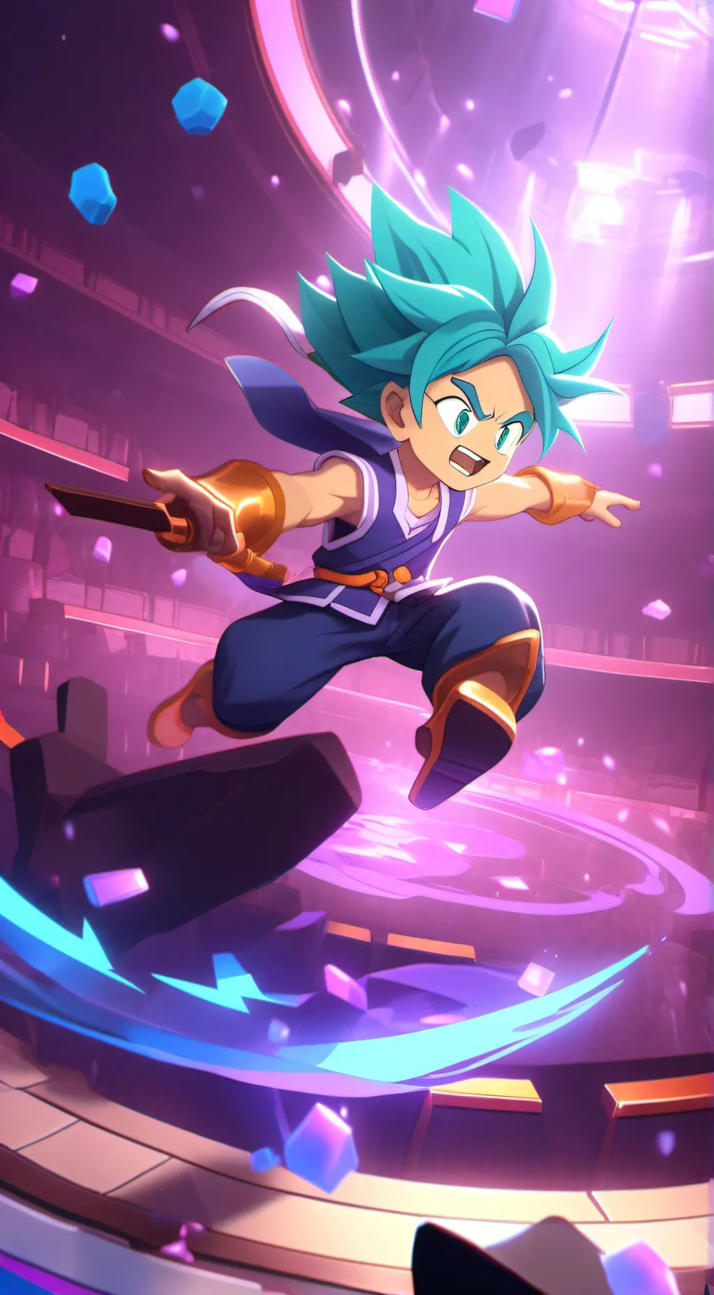 ai character: Goku blue background