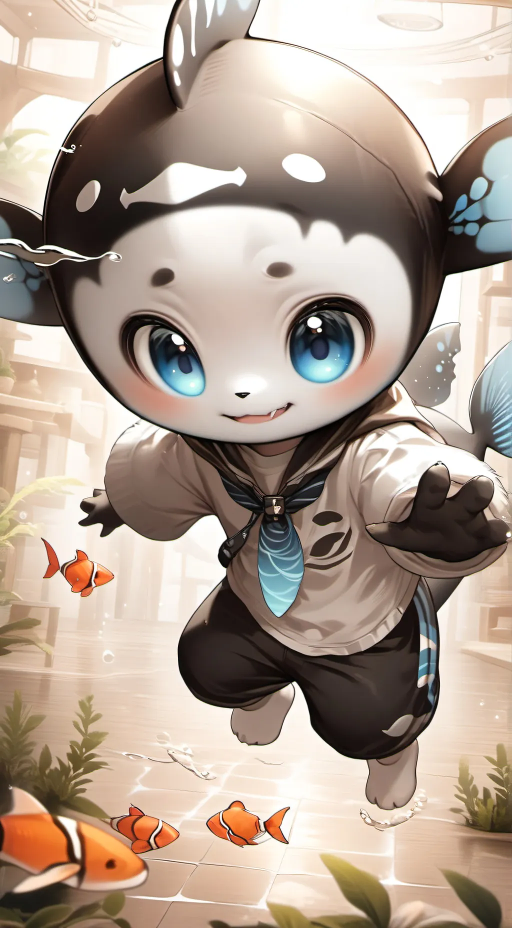 ai character: Whisker the Whale Furry background