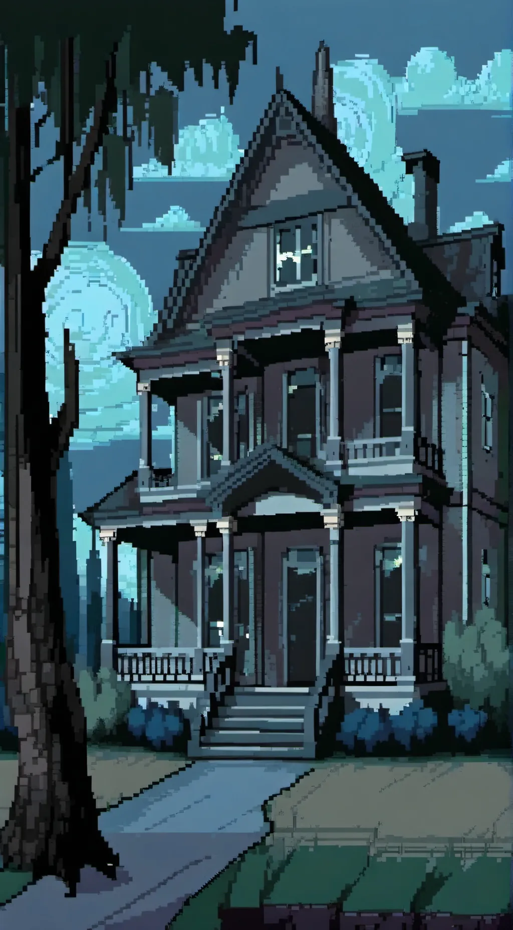 ai character: FPE Haunted House background